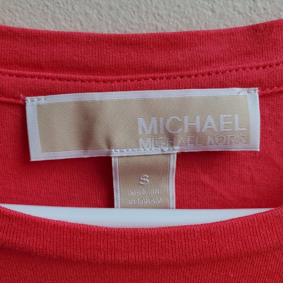 MICHAEL Michael Kors Hot Pink Ruffled Short Sleeve T-Shirt Size Small - Picture 10 of 16